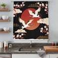 thumbnail image 4 of Japanese Style Sheer Curtains 45 Inches Long, Modern Cranes Cherry Flower Wave Red Brown Light Filering Curtains, Breathable Simi Curtain Privacy Drapes for Kitchen Bathroom Small Window Treatment, 4 of 9