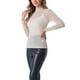 thumbnail image 4 of Blusa de fiesta ajustada de manga larga semi transparente brillante para mujer Allegra K M color beige claro, 4 of 6