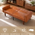 thumbnail image 4 of MIKIBAMA 68.Inch Brown 2 Seat PU Leather Mid Century Modern Convertible Futon Sofa Bed Tufted Split Back With Solid Wood Legs for Small Spaces, 4 of 5