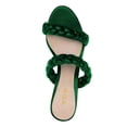 thumbnail image 3 of YDN Women Braided Two Straps Chunky Heel Slide Sandals Slip On Open Toe Low Heels Mules Shopping Party Dressy Shoes Size 10.5 Green, 3 of 4