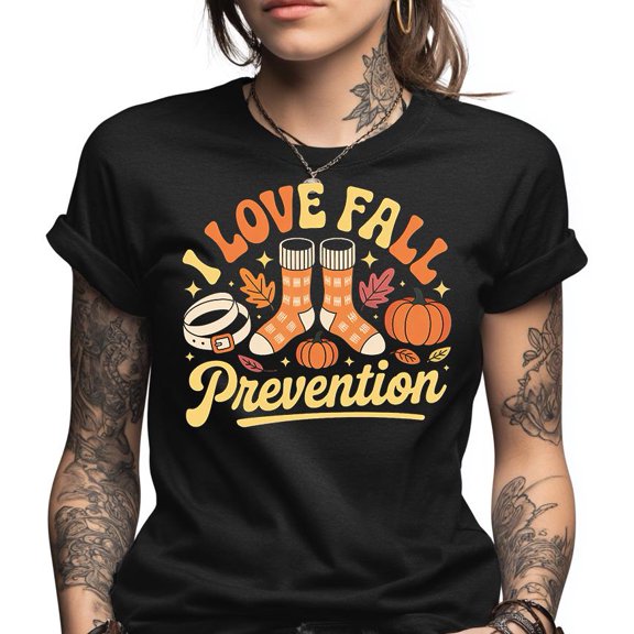 I Love Fall Prevention Shirt | Funny Autumn Pun Tee | Cozy Seasonal Apparel | Pumpkin Spice Vibes Gift