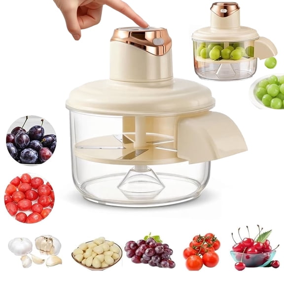 Wiher Electric Peeling Machine, Rechargeable Fruit Vegetable Peeling Tool with 5 Stainless Steel Blades, 20s Skin Remover Low-Noise Long Battery Life for Grape Cherry Tomato Garlic, White