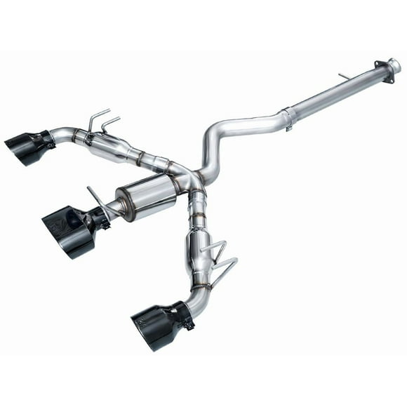 AWE Tuning Exhaust System Kit 3020-53472 Track Edition Cat-Back System; Stainless Steel; With Muffler; Single Exhaust With Triple Exit; Rear Exit; Diamond Black Tip