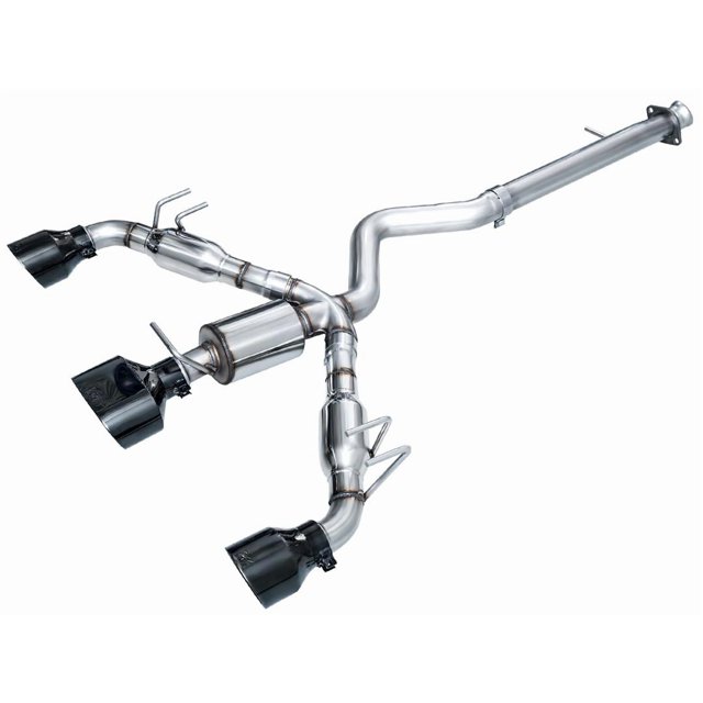AWE Tuning Exhaust System Kit 3020-53472 Track Edition Cat-Back System; Stainless Steel; With Muffler; Single Exhaust With Triple Exit; Rear Exit; Diamond Black Tip