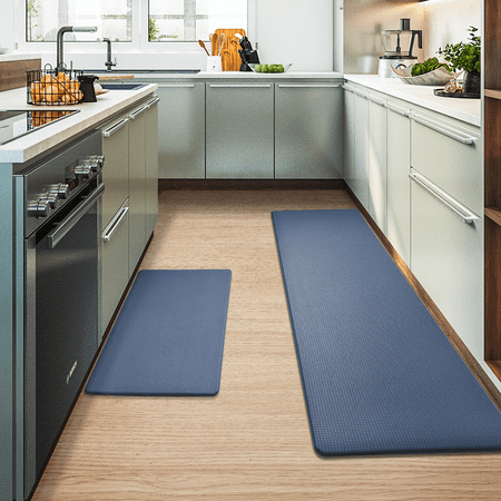 

Color G Kitchen Rug Anti Fatigue Kitchen Mat 2 Pieces Non Skid Kitchen Floor Mat Kitchen Rugs and Mats Washable 17 x 29 +17 x 59 Blue