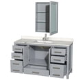 thumbnail image 2 of Wyndham Collection WCS141460SGYCQUNSMED 60 in. Single Bathroom Vanity in Gray, Calacatta Quartz Countertop, Undermount Square Sink - Medicine Cabinet, 2 of 2