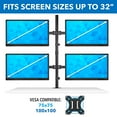 thumbnail image 3 of Mount-It! 4 Monitor Stand | Quad Monitor Desk Mount | Fits Four Computer Screens 19 21 24 27 29 30 32 Inches | Heavy Duty Height Adjustable Arms | VES, 3 of 4