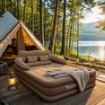 thumbnail image 5 of SLLINGLUO 18" Inflatable Airbed with Built-in Pump, Queen Air Mattress for Home Travel Camping, Coffee, 5 of 14