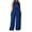 Blue, variant on Womens Overalls Plus Size Womens Casual Sleeveless Loose Solid Jumpsuits Baggy Stretchy Long Pant Romper Overalls with Pockets Jumpsuits for Women Dressy Blue
