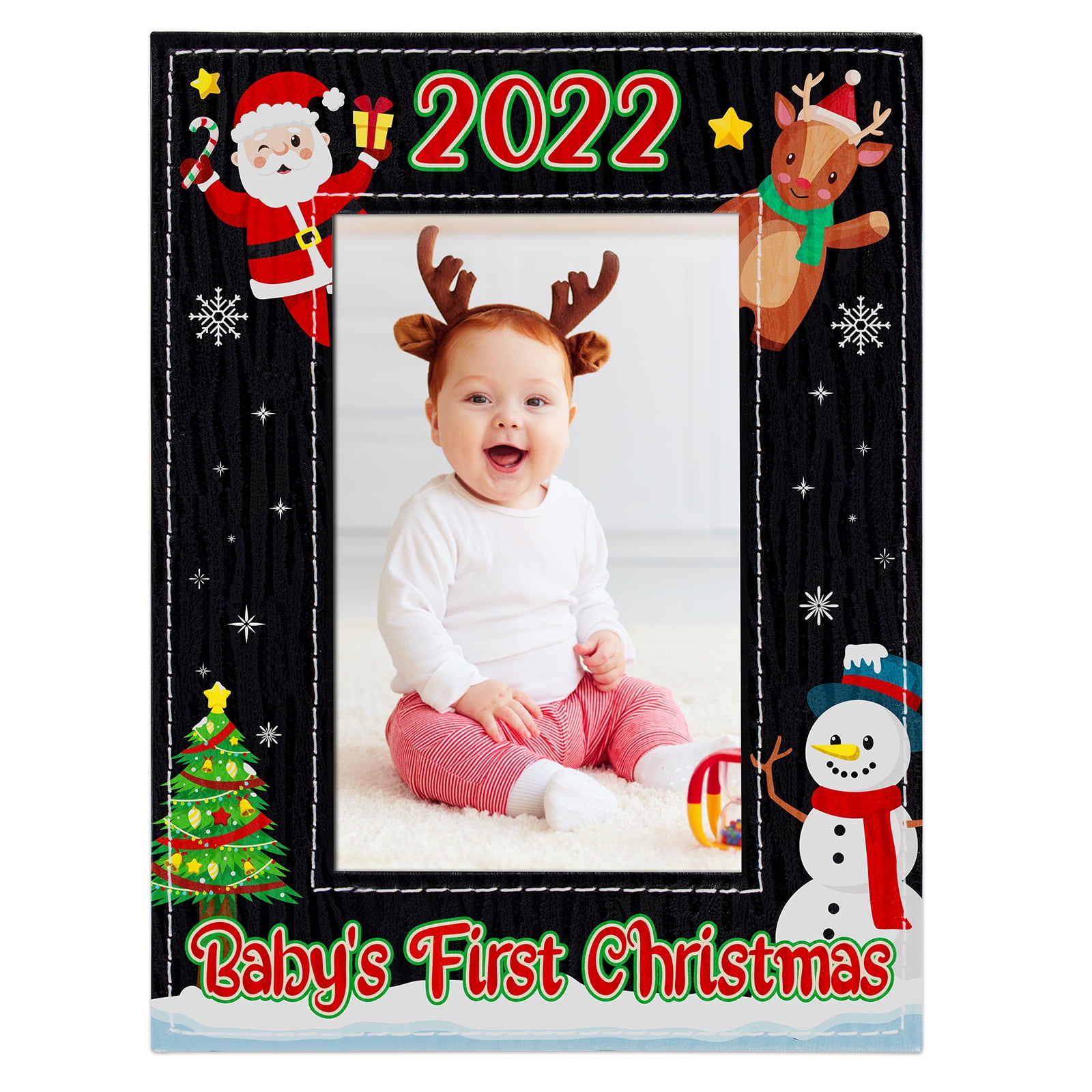 WaaHome Baby's First Christmas 2022 Picture Frame 4'x6' My First Christmas Photo Frame Babys First Christmas Photo Frame Gifts for Baby from New Parents Mom Dad Grandparents