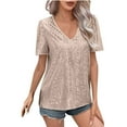 thumbnail image 2 of jtjvou Womens Sequin Tops 2025 Ruffle Sleeve Sparkly Shirt, Glitter Party Blouses Dressy Concert Disco Outfits Beige M, 2 of 8