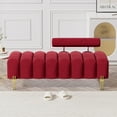 thumbnail image 5 of Wiilayok 52" Upholstered Velvet Ottoman Bench,End of Bed Bench with Gold Legs,Tufted Long Bench for Bedroom Living Room Foyer Indoor Entryway,Red, 5 of 8
