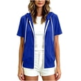 thumbnail image 2 of vzibsiv Womens Lightweight Zip Front Hooded Tee For Everyday Wear,Blue M, 2 of 7