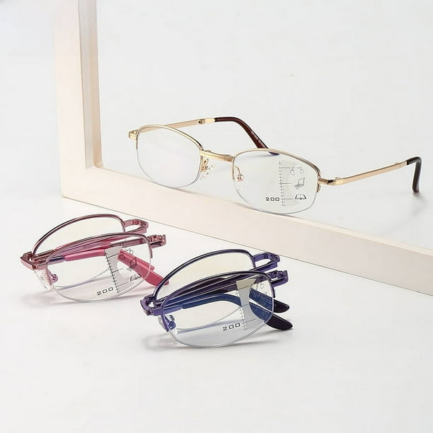 Anteojos de presbicia con zoom inteligente, portátiles, plegables y antiluz azul, con aumento interno progresivo, multifocales, de doble propósito para cerca y lejos, para hombres y mujeres