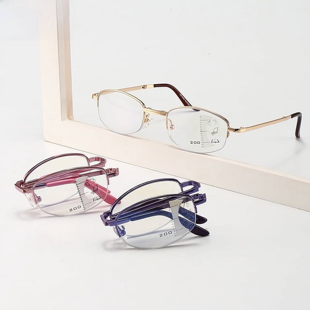 Anteojos de presbicia con zoom inteligente, portátiles, plegables y antiluz azul, con aumento interno progresivo, multifocales, de doble propósito para cerca y lejos, para hombres y mujeres