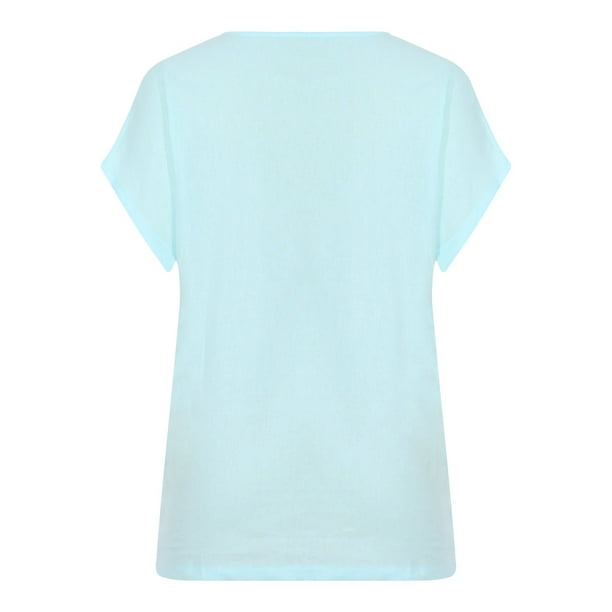 DPTALR Women's Short Sleeve Tops V Neck Solid Color Casual Shirts