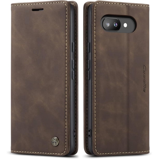 Funda para Google Pixel 9a, funda de cuero tipo billetera, diseño clásico con ranura para tarjetas y cierre magnético, funda protectora a prueba de golpes, duradera y plegable para Google Pixel 9a