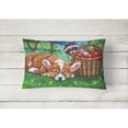 thumbnail image 2 of Corgi with the Racoon Apple Thief Fabric Decorative Pillow, 2 of 3