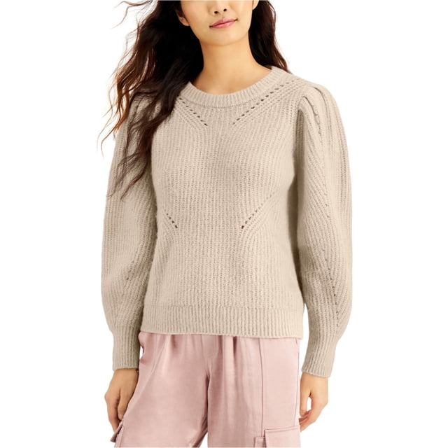 INC Chandail Jaune à Manches Volumineuses pour Femmes, Manches Longues, Col Ras du Cou, Taille : M