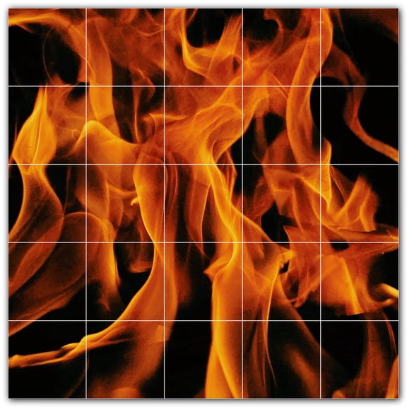 Picture-Tiles.com: Fire Ceramic Tile Wall Mural WAL500606-55L. 40"W x 40"H using (25) 8" x 8" Ceramic Tiles-Satin Finish