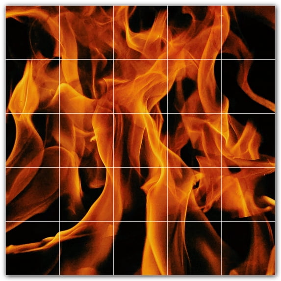 Picture-Tiles.com: Fire Ceramic Tile Wall Mural WAL500606-55L. 40"W x 40"H using (25) 8" x 8" Ceramic Tiles-Satin Finish