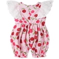thumbnail image 3 of Baby Girl Summer Romper Infant Outfit Cherry Print with Ruffles 12-18 Months, 3 of 7