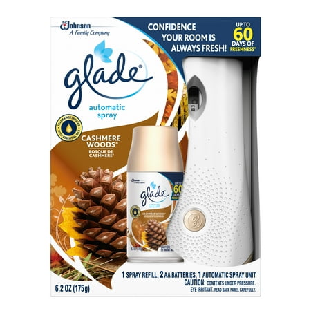 Glade Automatic Spray Holder and Refill Starter Kit 1 CT, Cashmere Woods, 6.2 OZ. Total, Air (Best Room Spray In India)