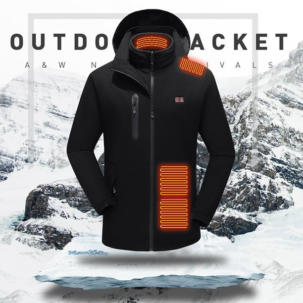 Men's Coats And Jackets Hooded Outdoor Warm Clothing Heated For Riding  Skiing Fishing Charging Via Heated Coat Black XXXXL JE 