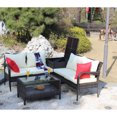 thumbnail image 6 of 4 Piece Patio Sectional Wicker Rattan Outdoor Furniture Sofa Set with Storage Box Brown 00010, 6 of 9