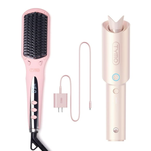 TYMO Cordless Automatic Curling Iron + TYMO Ionic Hair Straightener Brush