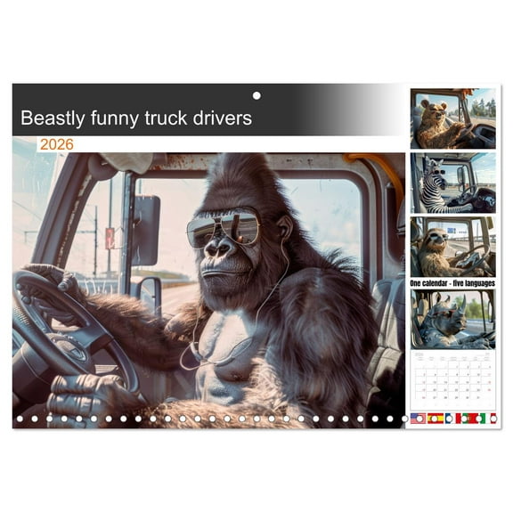 Beastly funny truck drivers (Monthly Wall Calendar 2026 11.7 x 16.5 (open)), CALVENDO 14 Month Calendar