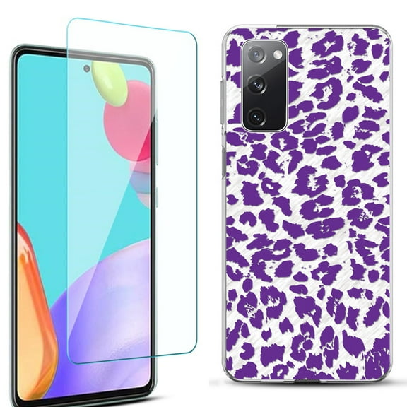 Slim-Fit Protective Phone Case for Samsung Galaxy S20 FE 5G Fan Edition, with Tempered Glass Screen Protector, by OneToughShield ® - Cheetah Purple