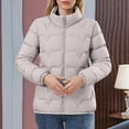 thumbnail image 3 of Zedker Puffer Jacket Womens Winter Warm Zip Up Soft Casual Outerwear Coat,Plus Size Beige XXL, 3 of 5