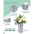 thumbnail image 3 of 12 Inch Galvanized Metal Vases with Handles - 6 Pcs Farmhouse Decorative Metal Container for Flowers, Rustic Metal Bucket Planters for Wedding Decor (Silver), 3 of 6