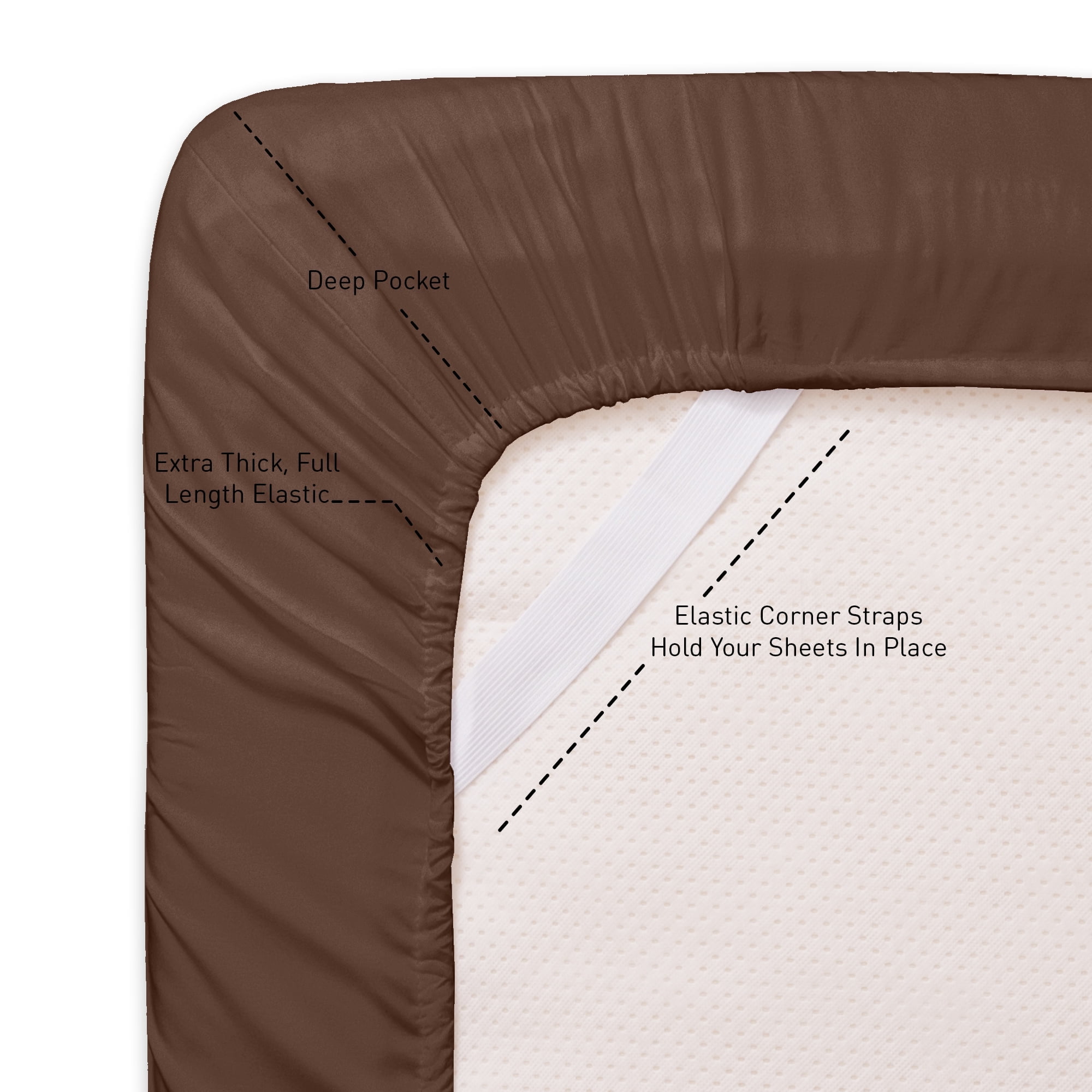 Sweet Home Collection 1800 Series Bed Sheets - Extra Soft Microfiber Deep Pocket Sheet Set - Brown, Queen