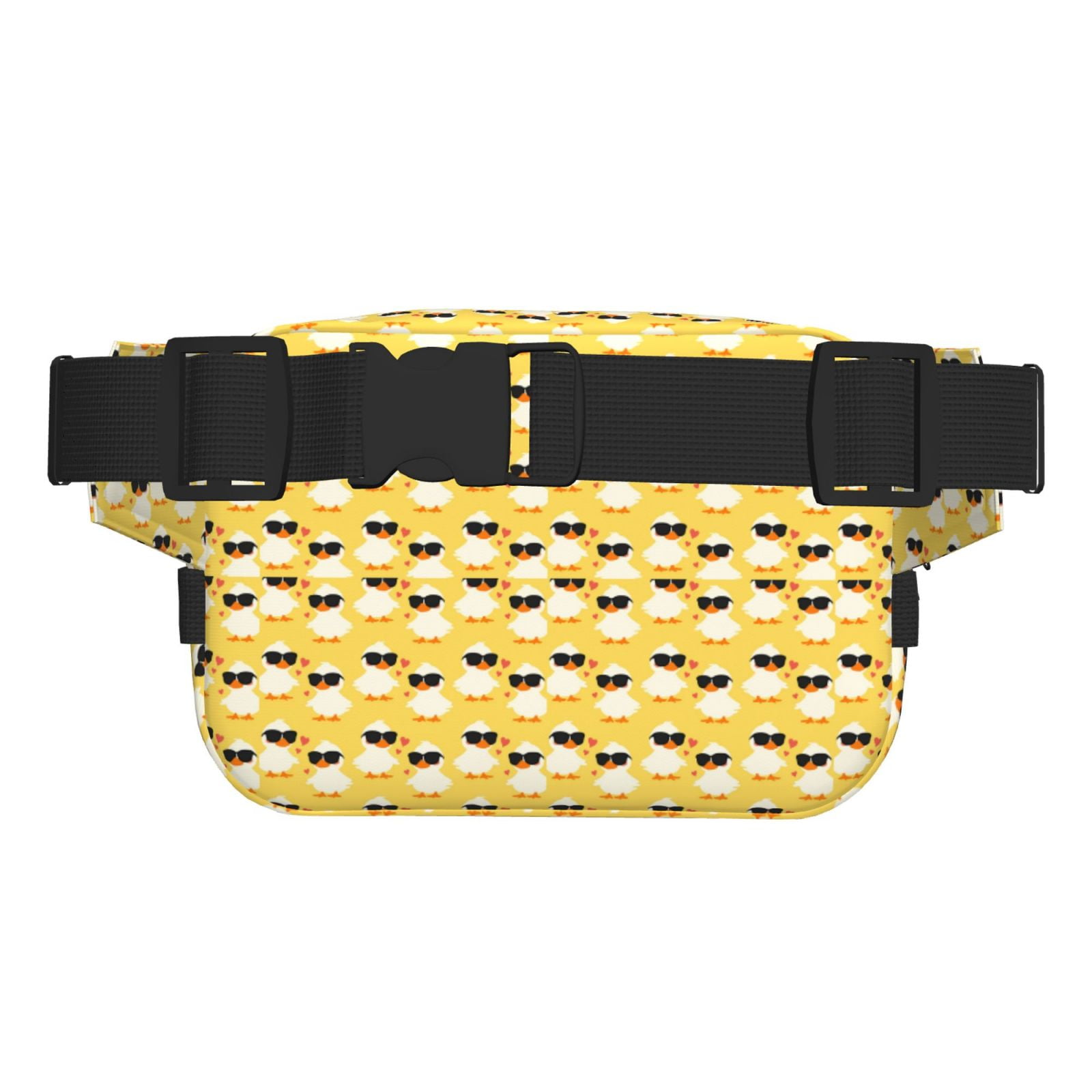 Picia Cute Duck With Black Glasses Print Square Double-Layer Waist Bag Mini Adjustable Waist Belt Bag Exercise Running Travel Hiking