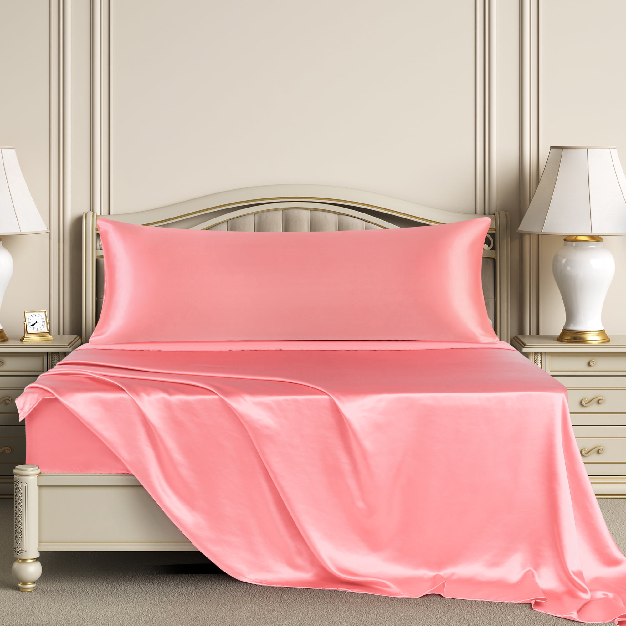 Unique Bargains 1 PC Satin Envelope Closure Body Pillowcases Light Coral 20"x48"