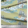 thumbnail image 2 of Soimoi Beige Poly Georgette Fabric Animals & Pine Tree Print Fabric by Yard 42 Inch Wide, 2 of 5