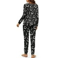 thumbnail image 3 of SCRAWLGOD Halloween Women's 2 Piece Pajama Sets Anti-Wrinkle Lounge Set with Pockets Breathable Comfortable Long Sleeve Tops Long Pants with Elastic Band, Bat Moon Star Spider Web Black, S, 3 of 7