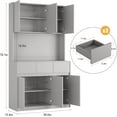 thumbnail image 3 of Bingirl Kitchen Pantry Cabinet with Charging Station, Large Kitchen Pantry with Microwave Countertop and LED Lights, Tall Cabinet with Storage Drawers, 3 of 7