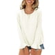 thumbnail image 1 of Blusa de trabajo acampanada con lunares y mangas largas en color marfil para mujer, con cuello redondo, estampado de jacquard, talla L, 1 of 5