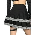 thumbnail image 6 of Seyurigaoka Women Lolita Skirt, High Waist Hollow Out Floral Lace Bandage Patchwork Short Skirt, 6 of 9