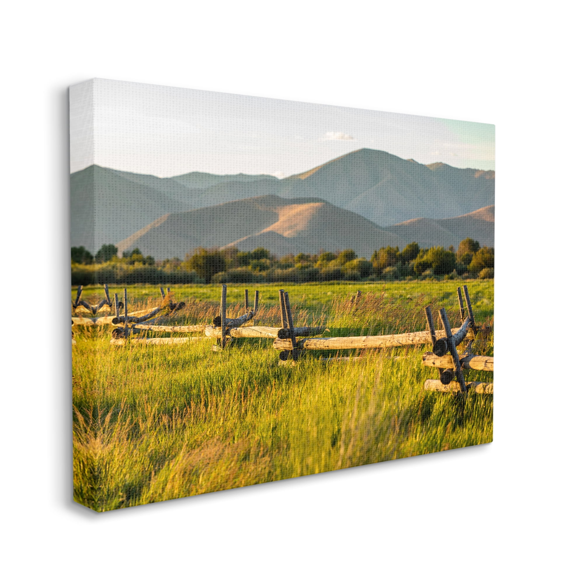 Stupell Industries Grassland Farm Fence Countryside Sunny Mountain Scene Photograph Gallery Wrapped Canvas Print Wall Art, Design by Steve Smith