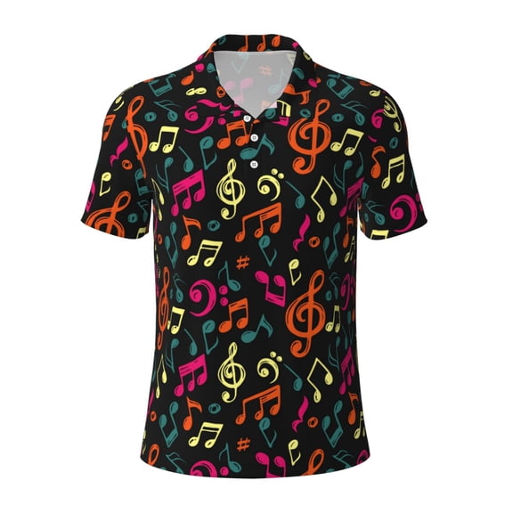 Kuqiui Mens Golf Polo Shirt Dry Fit Performance Sport Short Sleeve Golf Polo Shirts for Men-Music Notes