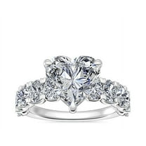 1.50 Carat Excellent Heart Cut Natural Diamond Unique Solitaire with Accents Ring for Engagement Solid 14K White Gold Size 8.5