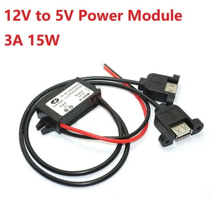 

BCLONG Waterproof DC-DC Converter 12V Step Down to 5V Power Supply Module 3A 15W 2 USB