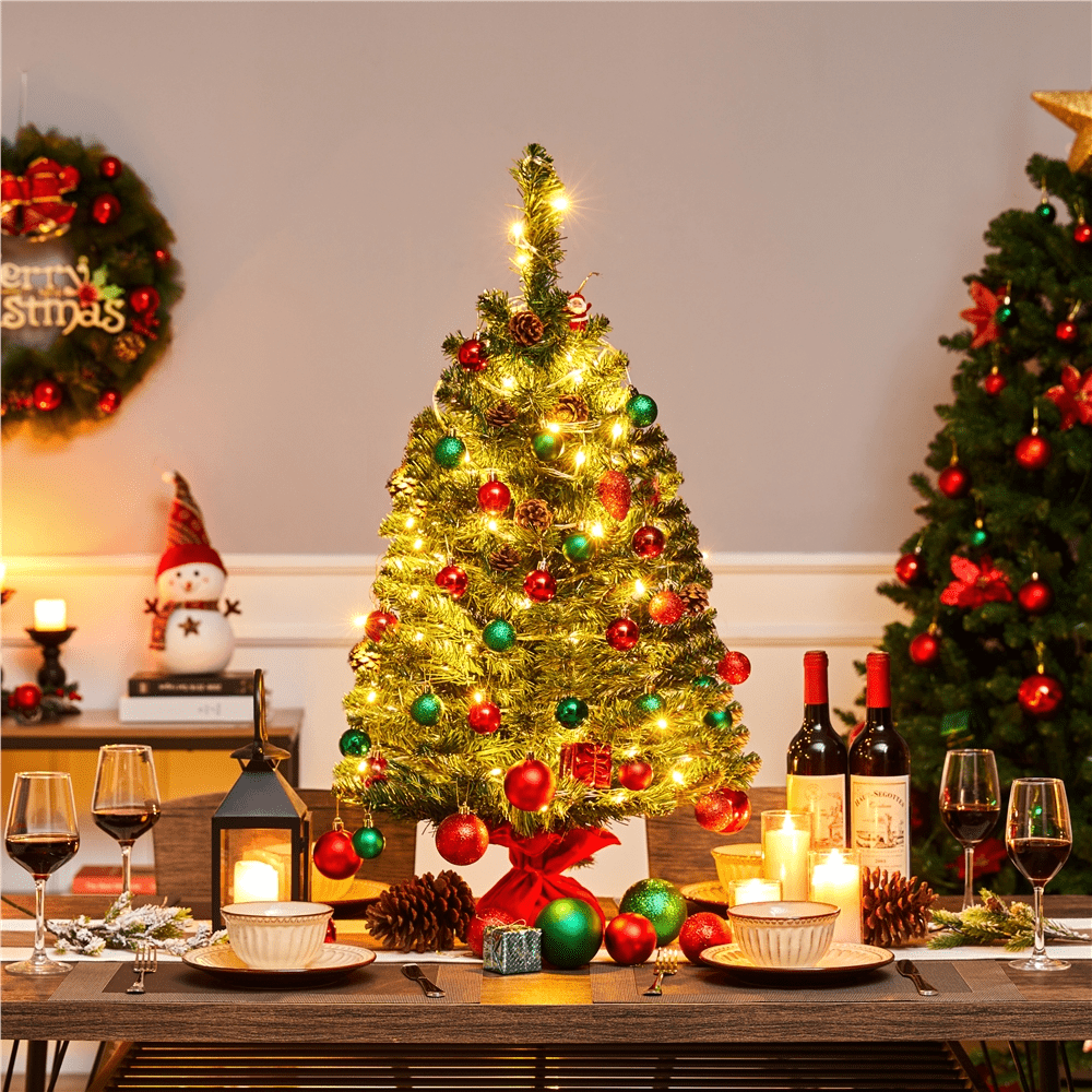 Melliful 24 In PreLit Tabletop Christmas Tree, Mini Small, 46 OFF