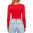 thumbnail image 3 of Dwellite Womens Long Sleeve Shirts Basic Comfy Soft Square Neck Tops Lightweight Slim Fit Tshirt for Going Out Fall Winter 2026 Red 3XL, 3 of 3
