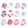 Rising Star Baby Girls Assorted Color Designs 12 Pair Socks Set, Age 0-6 Months