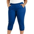 thumbnail image 2 of VBVC Women's Elastic Waist Capri Jogger Pants , Lightweight Stretchy Cropped Pants For Women,Ladies' Athletic Trousers with Visible Stitching Pockets,Blue,XL-5XL, 2 of 10